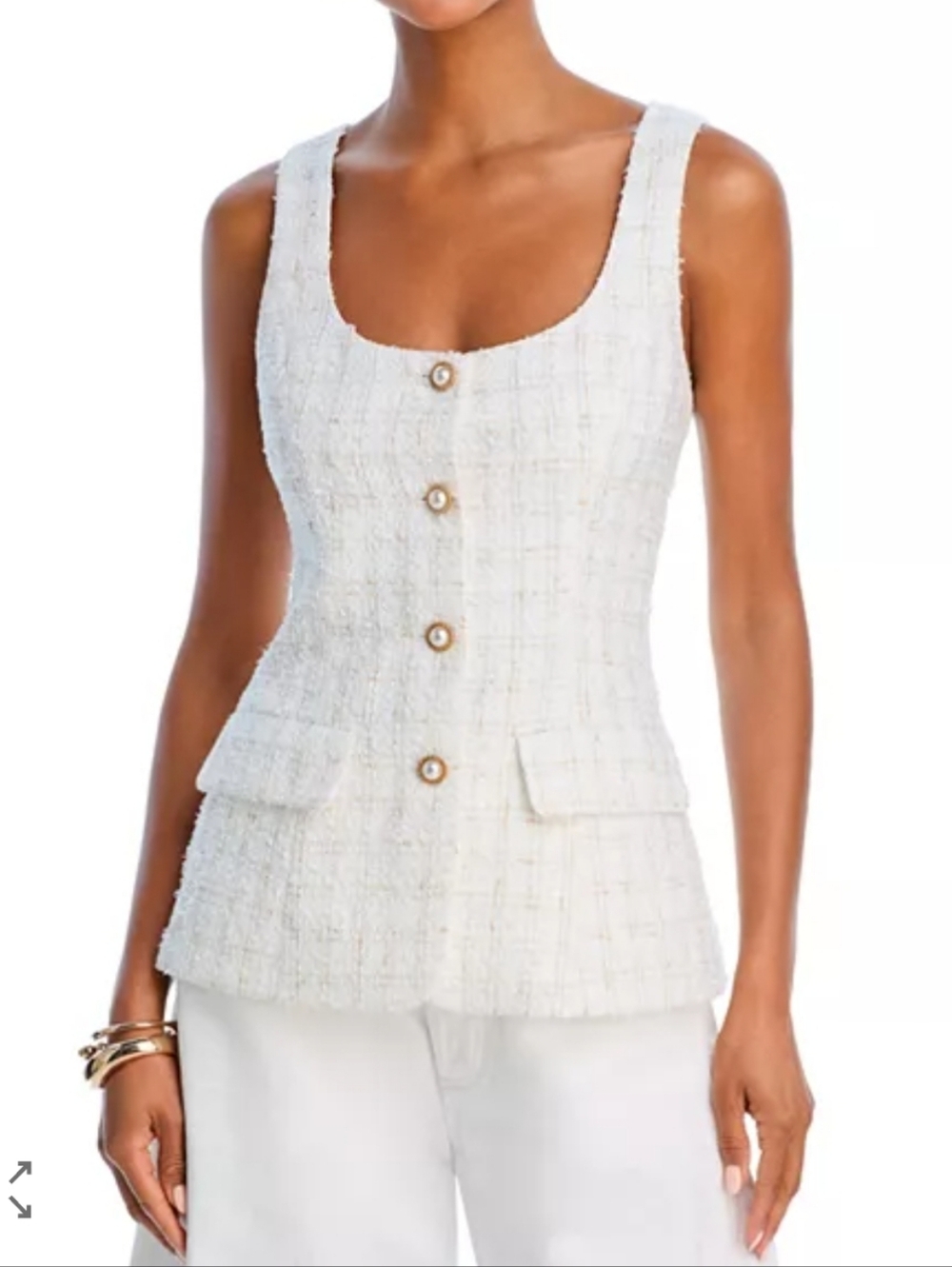 NWT AQUA Tweed Vest White Tan Size XL